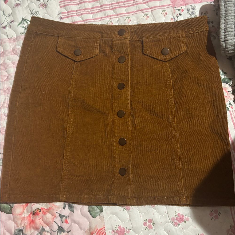 Brown Corduroy Button-Front Skirt Blue spice size 13